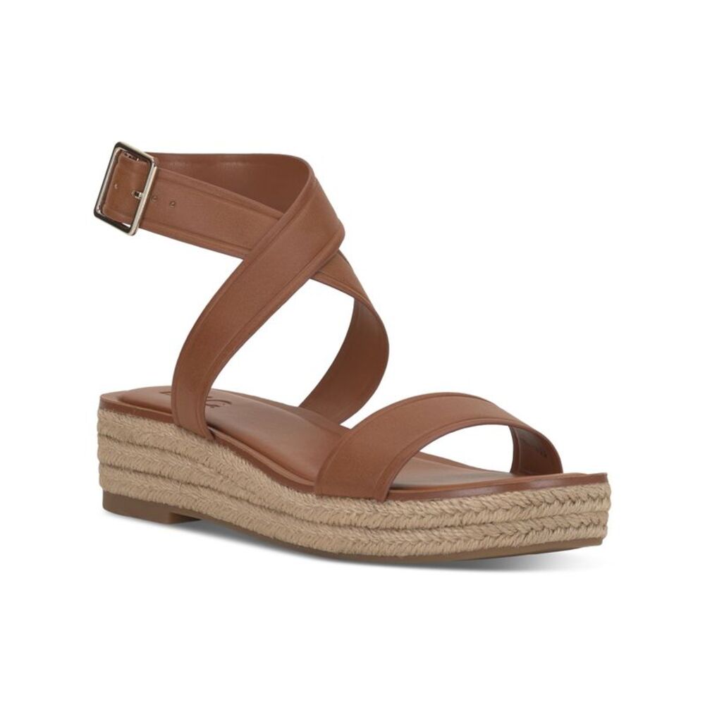 INC Womens Brown 1" Platform Havilah Open Toe Wedge Espadrille Shoes 9.5 M